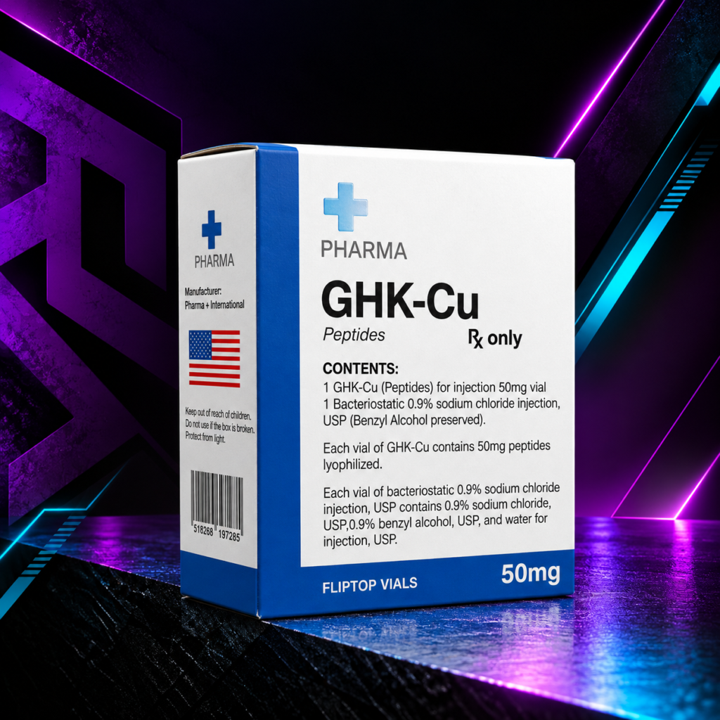 GHK-Cu 50 mg / 2 mL (Péptido de Cobre / Copper Tripeptide-1 / GHK Copper / Péptido Antiedad y Reparación Tisular) – Kit Vial Liofilizado con Diluyente – Pharma Plus