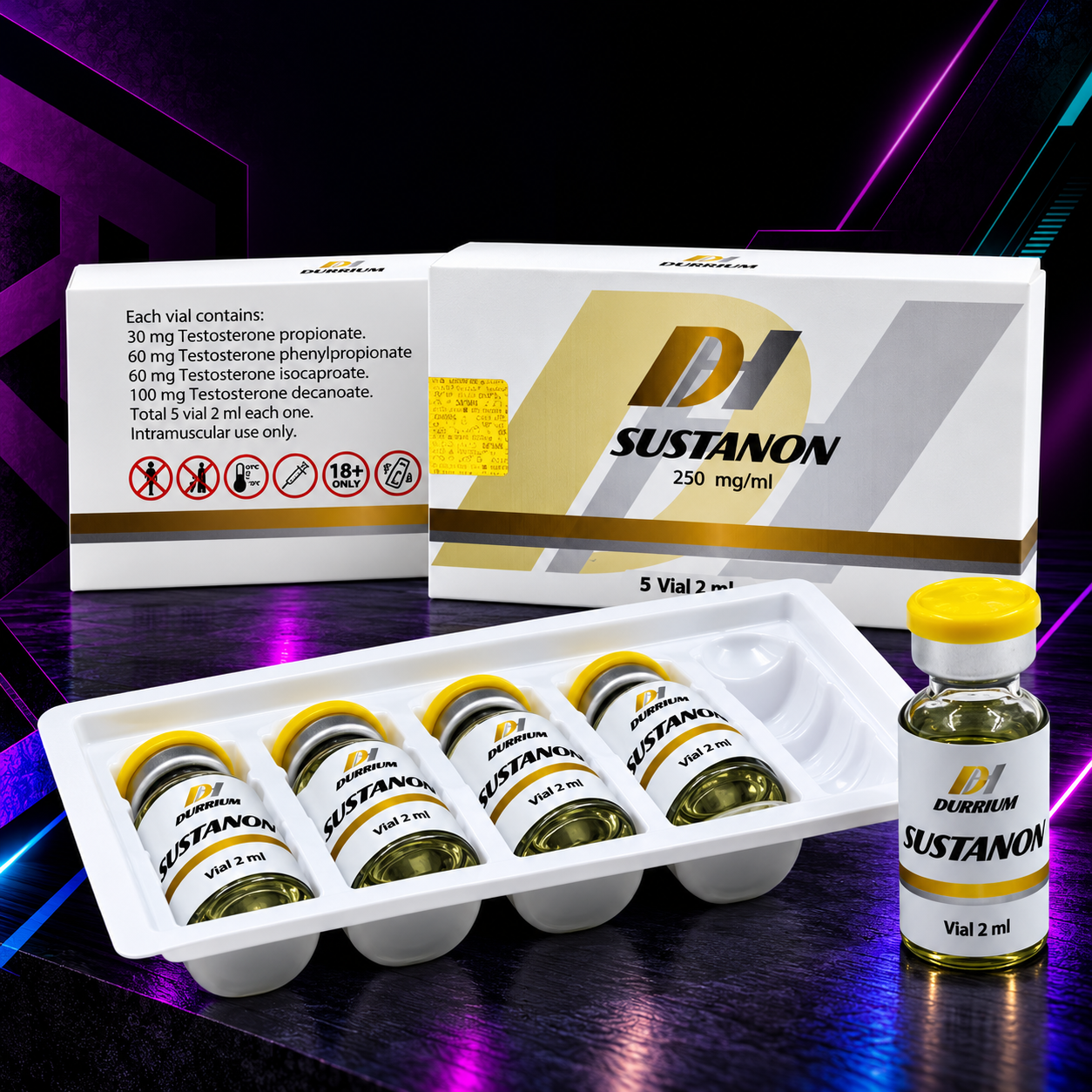 Sustenon 250 mg/mL (Mezcla de 4 Ésteres de Testosterona) Vial 10 mL – Durham Labs