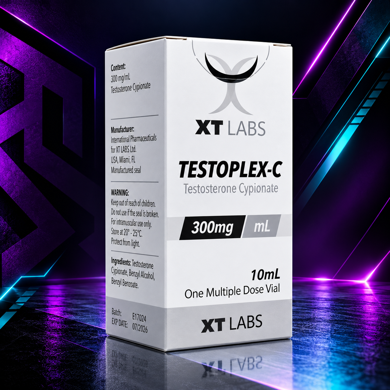 Testoplex-C 300 mg/mL (Cipionato de Testosterona / Testosterone Cypionate / Test C) – Frasco 10 mL – XT Labs