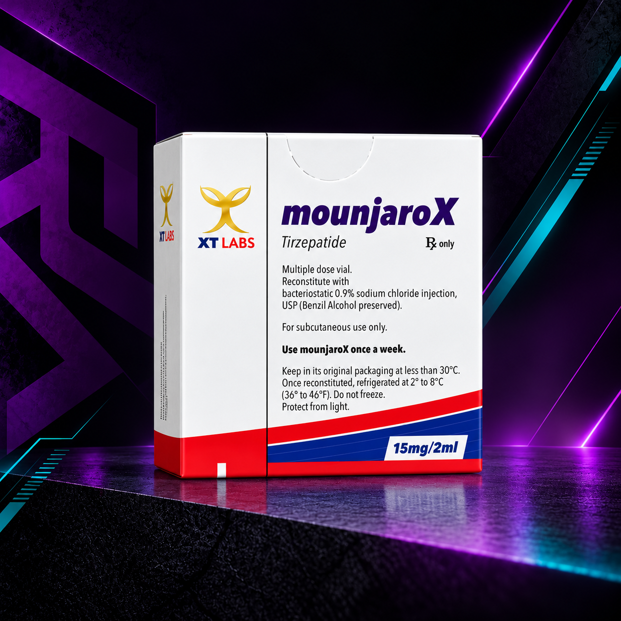 MounjaroX (Tirzepatida / Tirzepatide / Doble Agonista GLP-1 + GIP / Control de Apetito y Grasa) – Vial Liofilizado – XT Labs