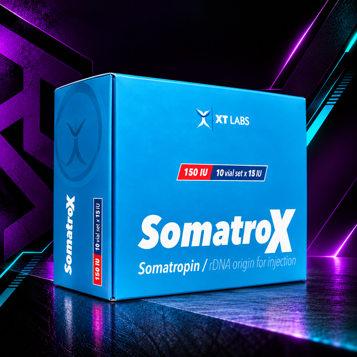 SomatroX Kit 150 UI (Somatropina Recombinante / r-hGH / Hormona de Crecimiento Humano) – Kit Viales Liofilizados con Diluyente – XT Labs