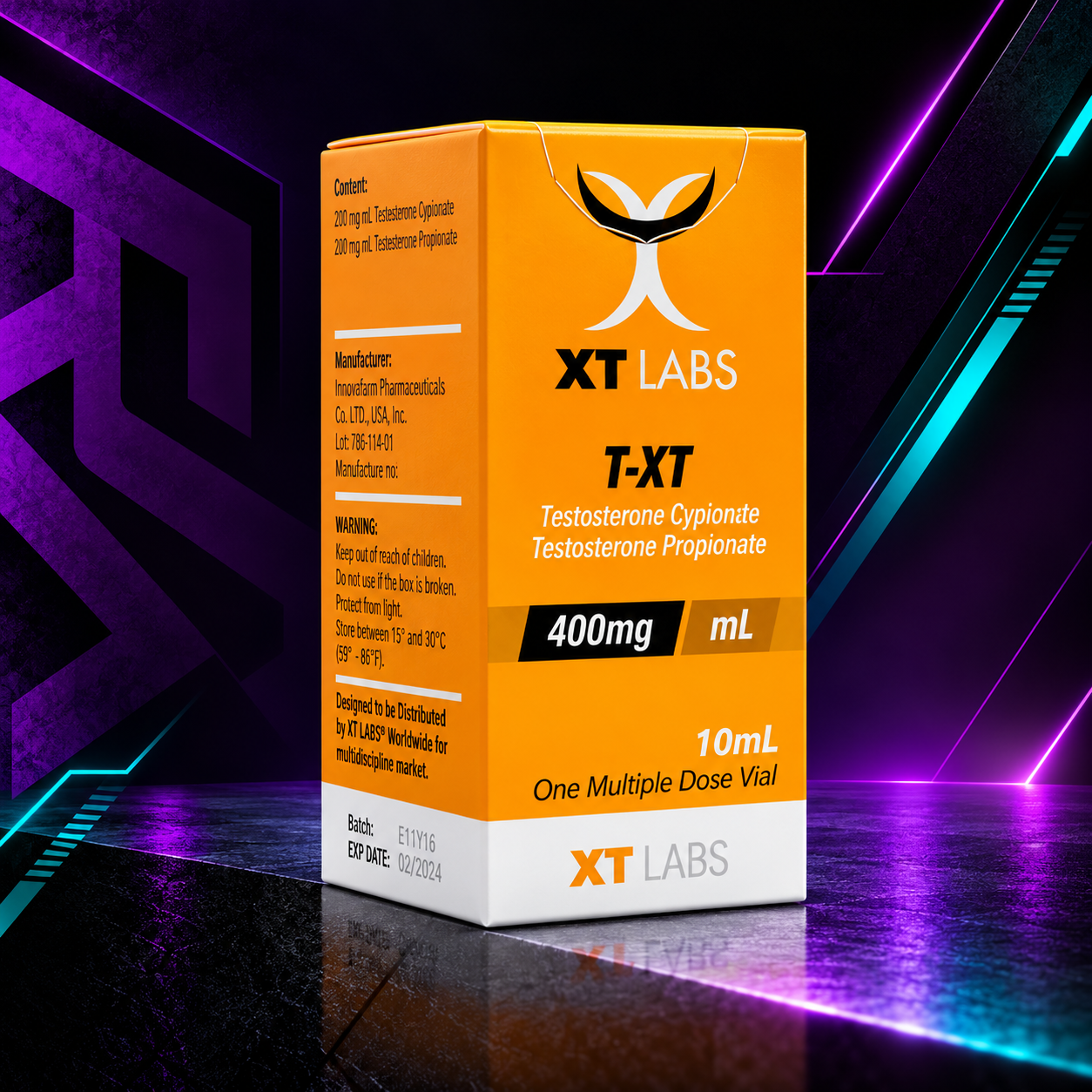 TXT 400 mg/mL (Dual Test Blend / Cipionato de Testosterona + Propionato de Testosterona) – Frasco 10 mL – XT Labs
